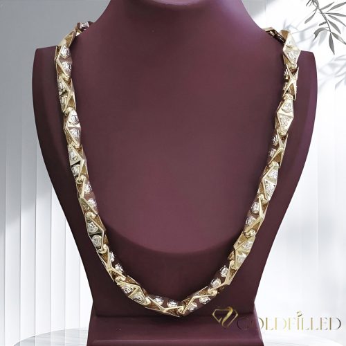 Collana GOLDFILLED antiallergica Luxury Barakka 70cm lunga e 11mm larga (170g ! ) colore 14K multicolore