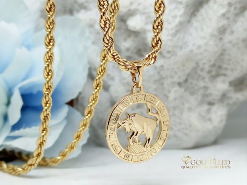 Collana GOLDFILLED antiallergica 55cm / 3mm + pendente del toro colore 18K
