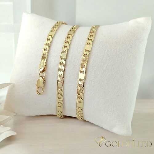 Collana GOLDFILLED antiallergica 50cm/4mm + Bracciale 20 cm  , colore 14K