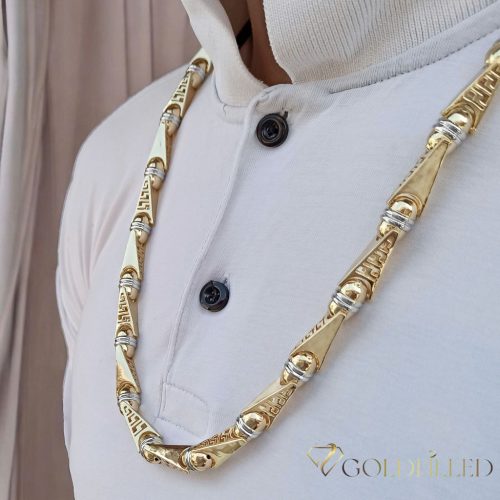 Collana GOLDFILLED antiallergica Luxury Barakka 70cm lunga e 11mm larga (130g) colore 14K multicolore