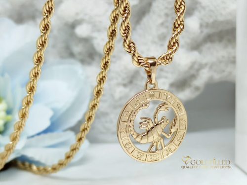 Collana GOLDFILLED antiallergica 55cm / 3mm + pendente dello scorpione colore 18K