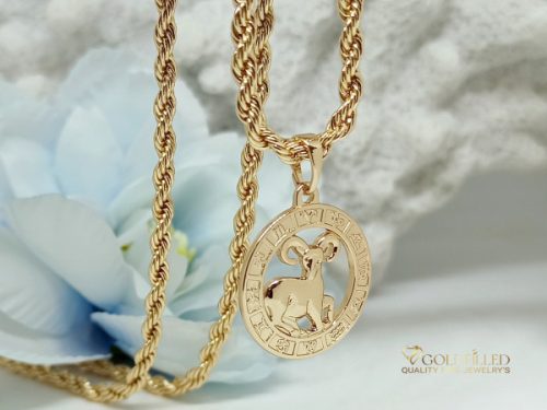 Collana GOLDFILLED antiallergica 55cm / 3mm + pendente dell’ariete colore 18K