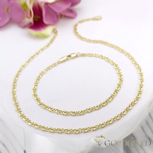 Collana GOLDFILLED antiallergica 50cm/3,2mm + Bracciale 19cm  colore 14K