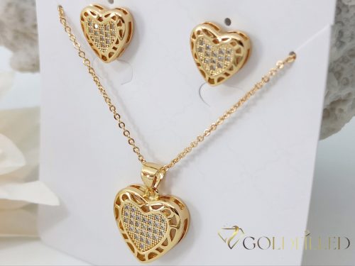 Collana GOLDFILLED 45cm/2,5mm + Pendente + Orecchini colore 18K