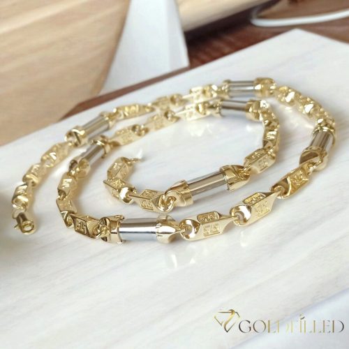Collana GOLDFILLED antiallergica Luxury Barakka 60cm lunga e 8-10mm larga (125g) colore 14K multicolore